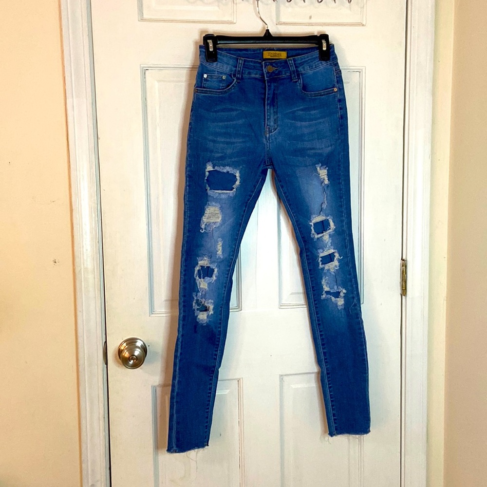 Blue patched jeans size 3
